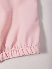 SHEIN 3 件套女童服装 - 黑色蝴蝶结拉链夹克，白色交叉带背心，蝴蝶结阔腿裤，适合外出、度假、玩耍、返校 - 藕粉色 - 查看 6