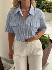 Jeta Ari Casual Vacation Music Festival Striped Short Women Shirt