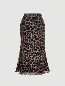 SHEIN MOD Bộ 2 mảnh áo và chân váy lưới ôm sát họa tiết da báo thắt nơ, mùa thu, trang phục kiểu Pháp, thư giãn ngoài trời, quyến rũ, sang trọng mùa thu, phong cách mới mùa thu dành cho nữ, cổ điển, họa tiết da báo, bộ hai mảnh chân váy, bộ đồ da báo, bộ chân váy nữ - Nhiều màu - Xem 6