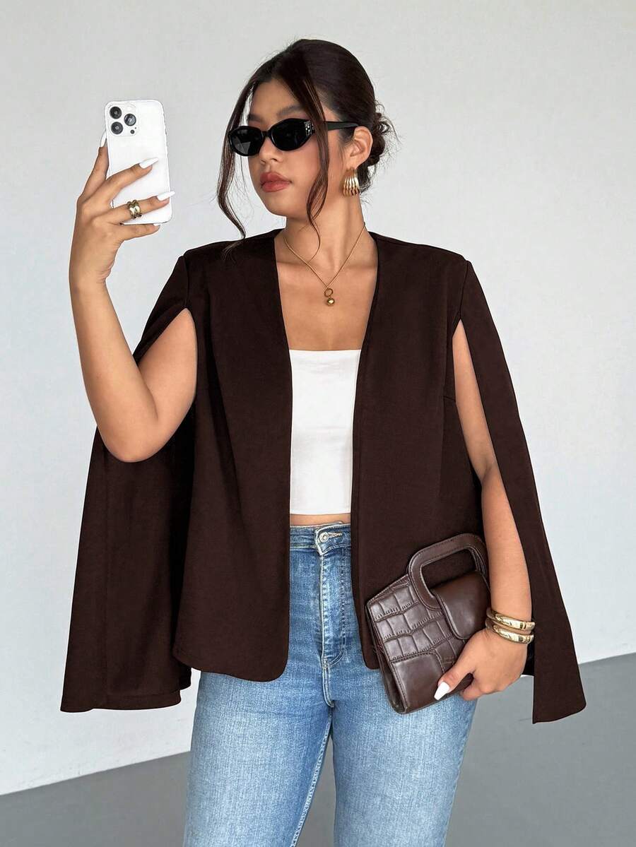 Firerie Áo khoác đen cỡ lớn Prive Elegant Romantic Blazer - màu nâu - Xem 1