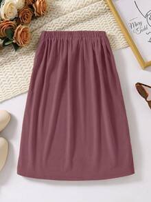 Sparklyn 女童休闲灯芯绒心形口袋中长修身半身裙，春秋