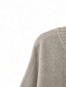 Linhara 大码女士针织羊毛毛衣家居服套装，咖啡色