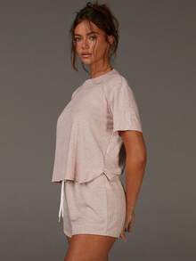 Athîral Bộ đồ mặc nhà gồm áo len chấm bi và quần short - Bụi hồng - Xem 2