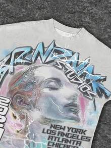 Estilo callejero, camiseta de cuello redondo de manga corta minimalista informal para niño preadolescente, adecuada para el verano