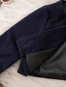 SHEIN Baby Girls Collared Sleeveless Dress & Jacket Co-Ord Set Toddler Girl Navy Dress Baby Girl School Outfit Toddler Girl Skirt Set Toddler Uniform Set Toddler Girl Clothes - Navy Blue - View 10