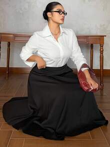 Dazy Plus 大码女式 A 字长裙，休闲和职业装，春秋季