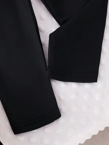 2 件套女婴休闲蝴蝶结印花长袖运动衫和针织打底裤套装，可爱又时尚，适合秋季 - 棕色 - 查看 4