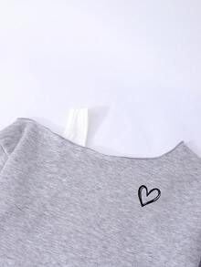 SHEIN Mädchen Schmetterling Muster asymmetrische Schulter freiliegende asymmetrische Saum Lässig Sweatshirt