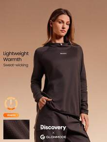 GLOWMODE X Discovery 美利奴羊毛舒适冲刺柔软保暖轻便可调节连帽衫美利奴羊毛混纺套头衫秋冬户外徒步日常运动服秋冬 - 巧克力棕 - 查看 1