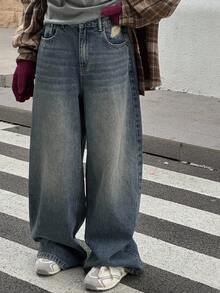 DAZY 青少年女孩日常穿着牛仔裤 - 藍色 - 查看 1