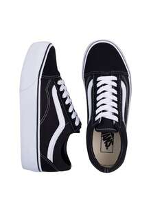 Vans Old Skool 厚底男女通用休闲运动鞋 黑白 VN0A3B3UY281 - 黑色 - 查看 3