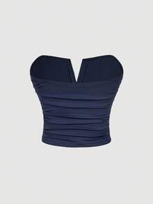 SHEIN MOD Set de 3 camisetas de tirantes con cuello en V profundo y drapeado en color gris para mujer