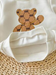 SHEIN 新生男婴休闲可爱卡通图案长袖卫衣和裤子套装，秋冬 - 彩色 - 查看 10