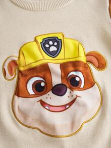 SHEIN | PAW Patrol Young Boy Cartoon Dog Embroidery Pattern Colorblock Round Neck Loose Fit Long Sleeve Sweater Fall Winter - Multicolor - View 6