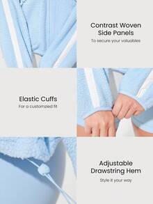 GLOWMODE Chaqueta de forro polar tipo nube, cálida, ligera, con cuello alto, puños elásticos, bolsillos con cremallera, cordón ajustable en la cintura, ajuste relajado y longitud hasta las caderas, para otoño, invierno, uso diario y casual al aire libre