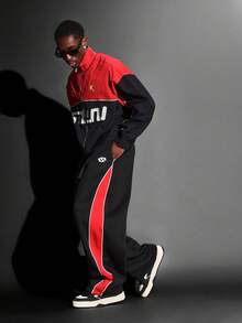 SUMWON Pantaloni della tuta retrò premium a blocchi di colore, vestibilità morbida, stile streetwear, vita elasticizzata, comodi, casual, vestibilità rilassata, adatti per l'autunno e l'inverno