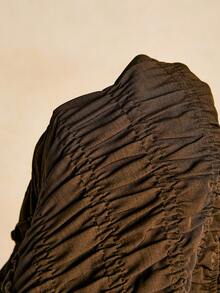 Poéselle Vestido largo de unicolor elegante con cintura ceñida, adecuado para ir al trabajo - Café integral - Ver 9