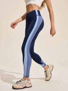 Easithlete Women's Outdoor Sports Casual Contrast Stripe Leggings - Multicolor - View 6