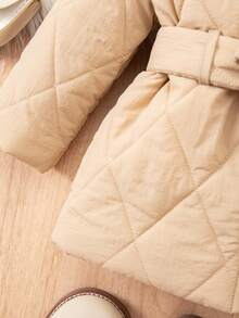 SHEIN Babygirl Khaki Casual Jacket With Thermal Lining, Versatile For Autumn/Winter