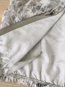 SHEIN Young Boys Clothes Casual Sports Street Green Camouflage Branch Pattern Printed Hooded Jacket Back To School Clothe Boys School Clothes Fall Winter - Grey - View 6