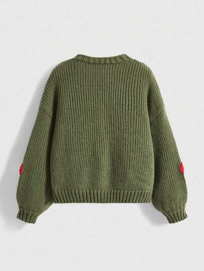 Fairycore Cárdigan de punto de manga larga con bordado de setas, estilo vintage, talla grande, para otoño/invierno