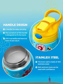 SpongeBob SquarePants | SHEIN 16 Oz / 500 Ml Stainless Steel Leak-Proof With Lid And Pop-Up Straw ,Suitable For Children Over 3 Years Old, Back To School - Multicolor - View 5