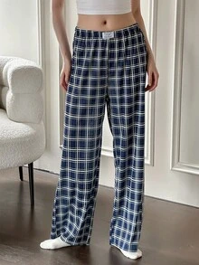Dream Adore 女式休闲格子印花松紧腰直筒休闲裤格子裤女式格子裤格子睡裤女式休闲裤，秋季 - 彩色 - 查看 6