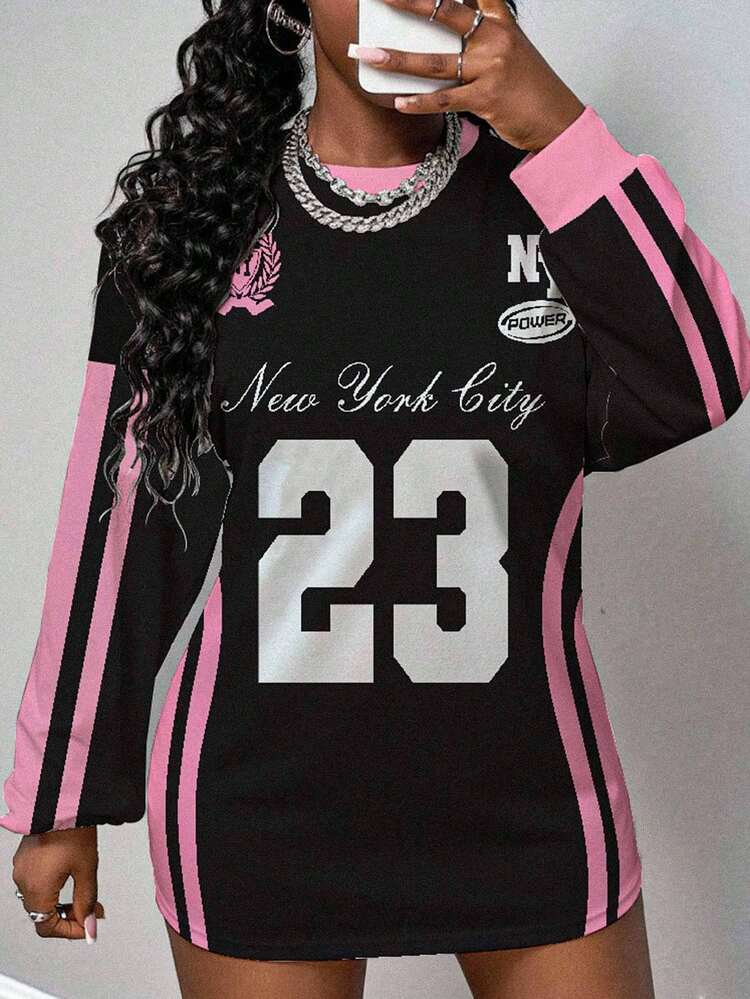 Slaydiva Ropa de mujer otoño 2025/Ropa de mujer invierno/Ropa Y2K/Ropa urbana/Vuelta al colegio/Tops para salir de mujer/Camisetas oversize de mujer/Tops de manga larga/Camisetas gráficas de Nueva York - Multicolor - Añade 1