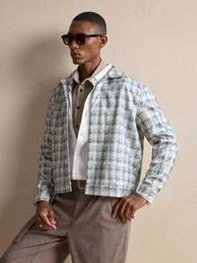 AKNOTIC Business Casual 男士千鸟格单排扣休闲长袖大衣，秋冬款 - 彩色 - 查看 3