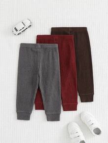 Cozy Pixies 3 pezzi Set di leggings casual decorativi in maglia morbida con vita elastica per bambino