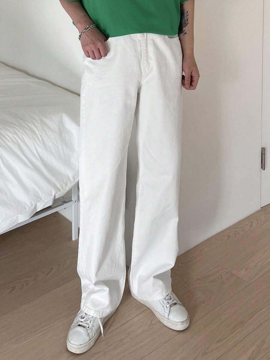 DAZY Men Solid Color Simple Daily Casual Jeans, For Fall