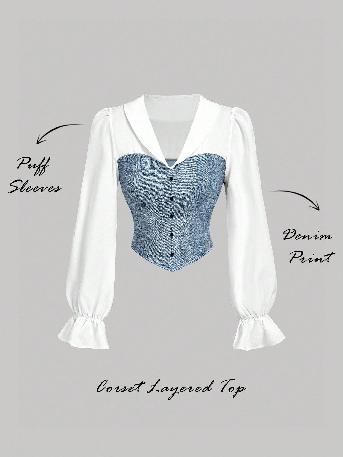 SHEIN MOD بلوزة أنيقة بتصميم أزرار وأكمام مكشكشة ب...