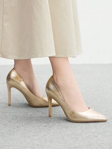 CUCCOO BIZCHIC New Versatile Pointed Toe High Heels For Women - Gold - View 4