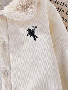 SHEIN Explorewe Chaqueta casual con cuello vuelto, botones delanteros y forro térmico para niña, otoño/invierno - Albaricoque - Ver 4