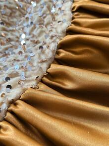 Maweii 2025 大码女式优雅派对露肩连衣裙，高端设计串珠拼接，修身性感鸡尾酒会礼服 - 珊瑚橙 - 查看 3