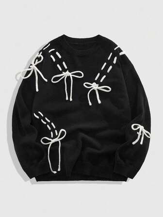 Street Life Men's Casual Lace-Up Knitted Sweater, Autumn/Winter