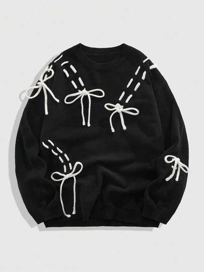 Street Life كنزة صوفية كاجوال للرجال من الصوف المحبوك، خريف/شتاء