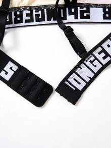 SpongeBob SquarePants | SHEIN Women's Yellow & Pink Colorblock Cartoon Pattern Spaghetti Strap Sexy & Comfy Bikini Bra And Boyshorts Set,Kawaii,Y2K,Cute,Sweet, Funny Lingerie Cute Underwear Set