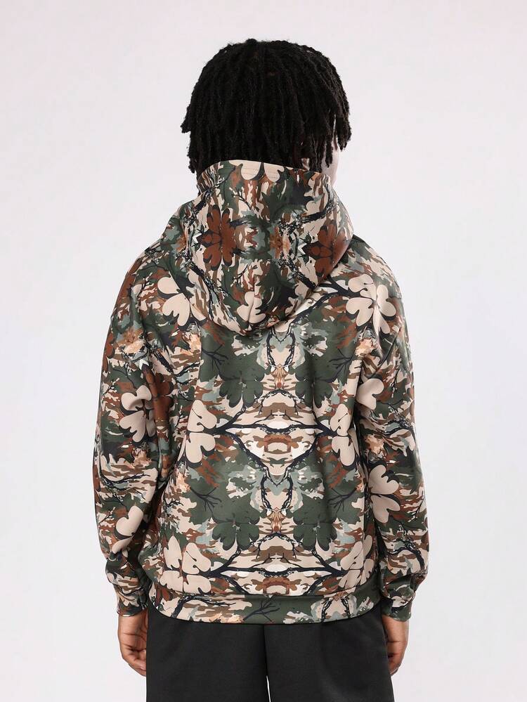 Camouflage Pattern Hoodie With New York Number Print
