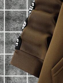 Manfinity Homme 男士秋季字母带抽绳连帽运动衫和运动裤休闲两件套 - 彩色 - 查看 5