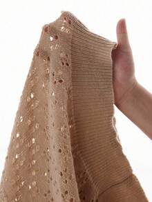 Manfinity Homme Men's Solid Color Short Sleeve Hollow Simple Casual Knit Top - Apricot - View 8