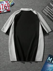 Claim Dot 宽松版型男式插肩袖字母印花 Polo 衫 - 彩色 - 查看 2