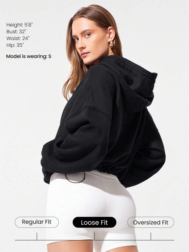 Everyday Fleece Cool Flex Soft Lightweight Warm Chill Drawstring Hem Pocket Hip-Length Relaxed Fit Full-Zip Hoodie  Autumn Winter Outdoor Daily Casual