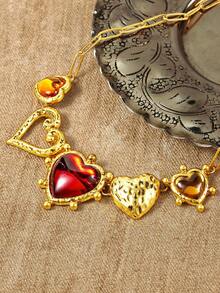 Glisma Colar com pingente de coração elegante vintage banhado a ouro 18K