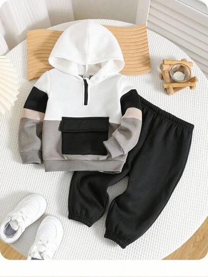 2 件套婴儿男孩/女孩百搭运动服连帽衫和裤子套装，休闲时尚街头服装，适合日常穿着和户外活动