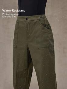 OutZeal 女士防水弹力可调节腰带贴袋户外裤，适合徒步露营，秋冬季穿着 - 綠色 - 查看 2