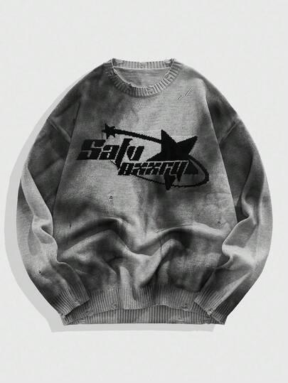 Street Life Men's Casual Street Style Tie-Dye Knit Sweater, For Fall Winter