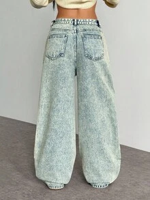 Jeanoix Women's Retro Style Casual Denim Jeans - Blue - View 2