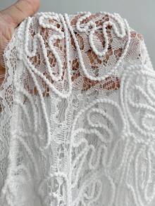 SHEIN CURVE+ Đầm xòe xếp ly không tay cổ đứng cỡ lớn cho nữ, có khóa kéo phía sau và thắt lưng, đầm dự tiệc thanh lịch - trắng - Xem 7