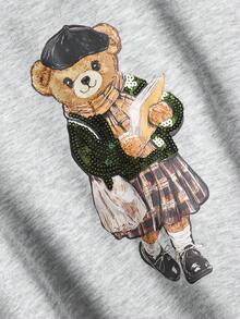 CosyJoli Women's Plus Size Round Neck Printed Long Sleeve Plus Size Sweatshirt, Fashionable Casual Everyday Wear In Fall/Winter